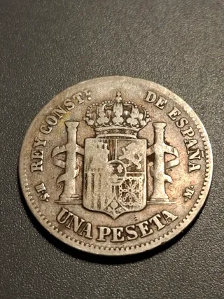 Moneda 1 Peseta Plata 1882 Alfonso XII