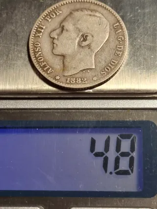 Moneda 1 Peseta Plata 1882 Alfonso XII