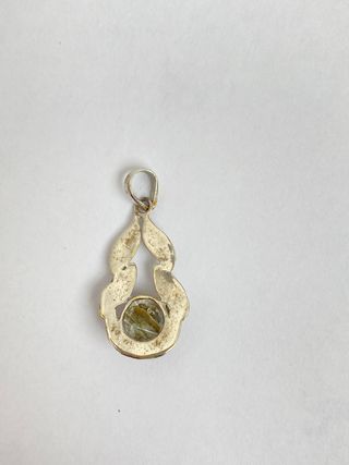 Pendente Vintage Prateado com Pedra Branca