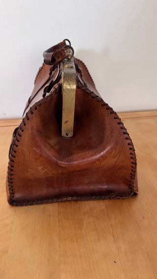 Maletín Cuero Italiano Artesanal Años 60