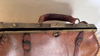 Maletín Cuero Italiano Artesanal Años 60