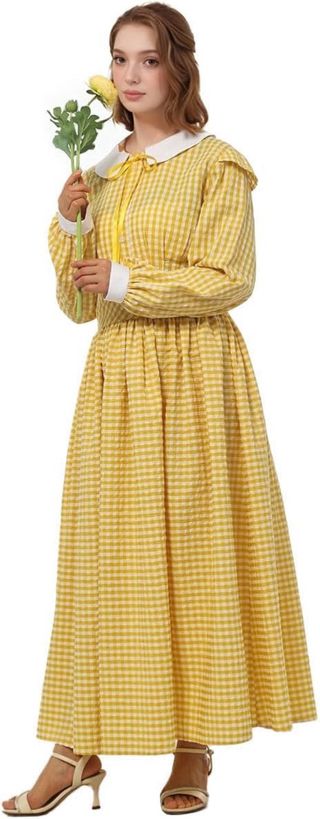 NUEVO! Vestido Vintage Amarillo victoriano M XIX