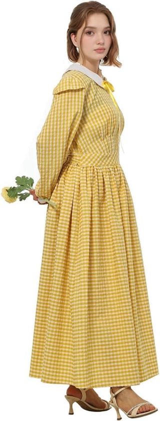 NUEVO! Vestido Vintage Amarillo victoriano M XIX