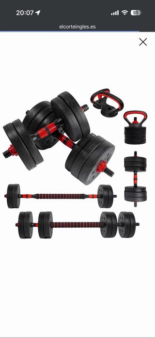 Kit Pesas Ajustables Barra Mancuernas Kettlebell