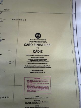 Carta náutica Cabo Finisterre a Cádiz