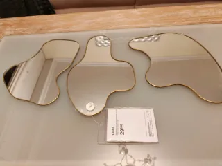 Juego 3 Espejos Decorativos Dorados