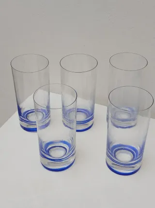 Bicchieri Murano vintage blu trasparenti