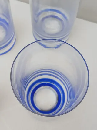 Bicchieri Murano vintage blu trasparenti