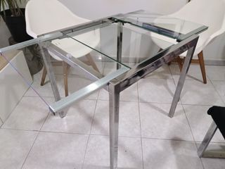 Mesa de centro cristal y metal cromado