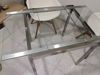 Mesa de centro cristal y metal cromado