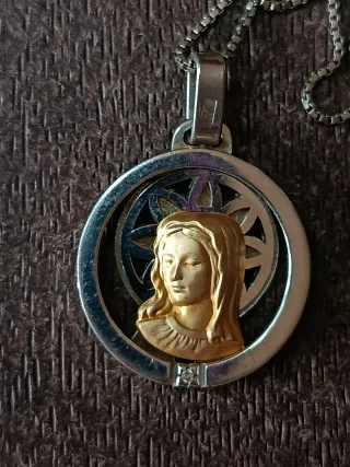 Medalla Plata y Oro con 1 Brillante