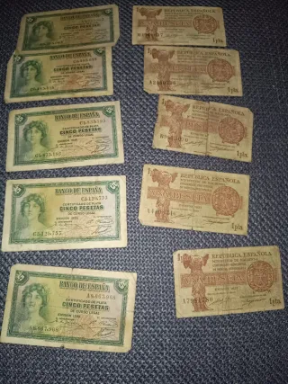Billetes Pesetas 1 y 5 - Banco de España