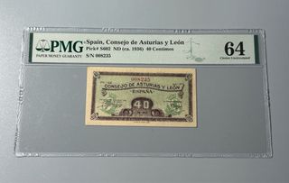 Billete España 40 Céntimos 1936 PMG 64