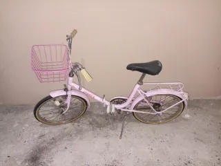 Bicicleta rosa con cesta