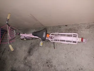 Bicicleta rosa con cesta