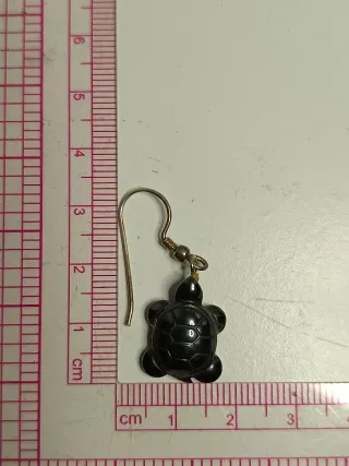 Pendientes Plata Ley Hematita Tortuga