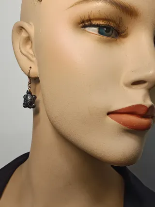 Pendientes Plata Ley Hematita Tortuga