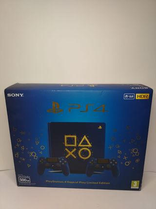 PS4 Slim Days of Play Blue 500GB + Controller + Bo