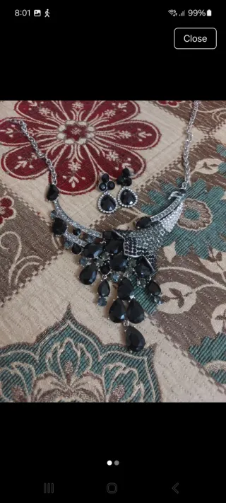 Conjunto Collar y Pendientes Negro/Plata