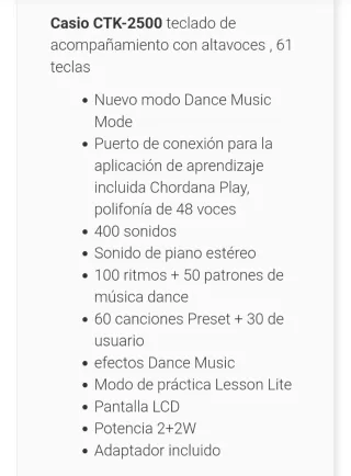 Teclado Casio CTK-2500
