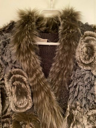 Abrigo Piel y Punto verde oliva