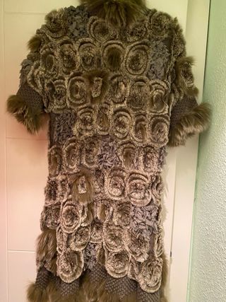 Abrigo Piel y Punto verde oliva