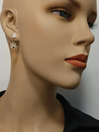 Pendientes Flor Plata Ley y Cristal