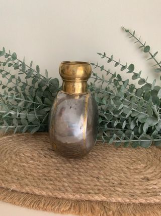 Jarrón Botella Metal Dorado y Plateado