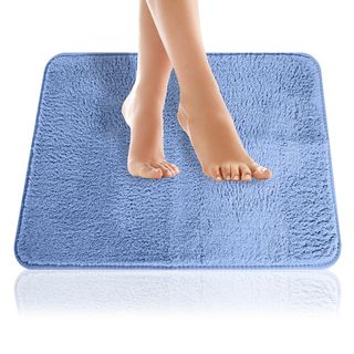 Alfombra Baño Microfibra Antideslizante Azul