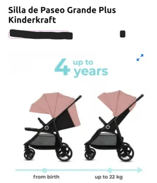 Carro de paseo Kinderkraft Plus Rosa
