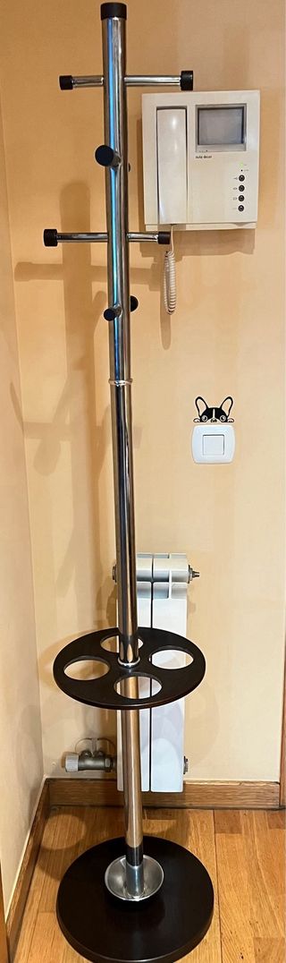 Perchero Paragüero Metálico y Madera Negra