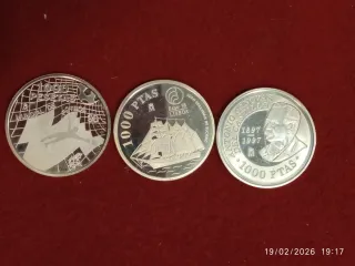 Lote 3 Monedas Plata 1000 Pesetas