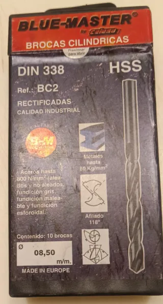 Brocas varias medidas Cilíndricas HSS BLUE-MASTER