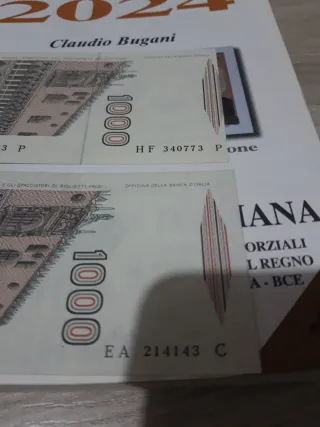 2 Banconote 1000 Lire Collezionismo una con errore