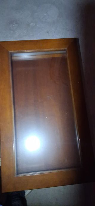 Mesa de salón madera y cristal