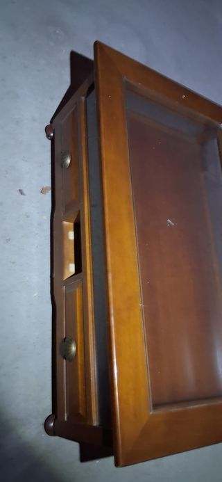 Mesa de salón madera y cristal