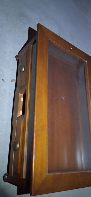 Mesa de salón madera y cristal