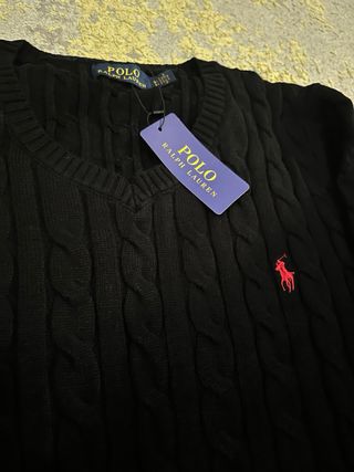 Polo Ralph Lauren Jersey Lana Trenzado Negro