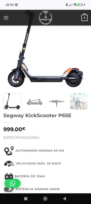 Patinete eléctrico Segway p65e