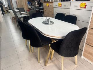 Mesa Comedor Ovalada y 6 Sillas