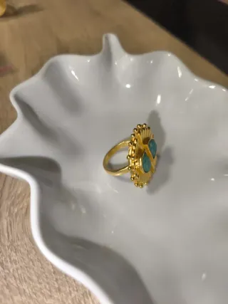 Anillo Ajustable Amazonita Dorado