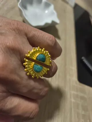 Anillo Ajustable Amazonita Dorado