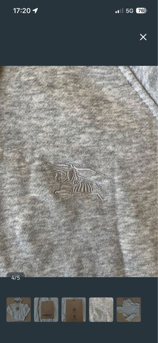 Sudadera Burberry Cremallera Capucha Beige Gris