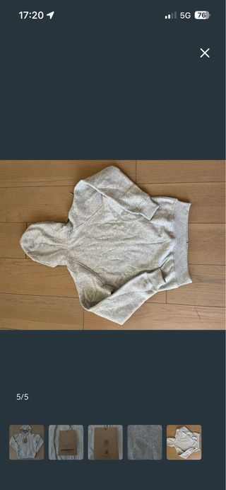 Sudadera Burberry Cremallera Capucha Beige Gris