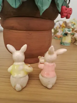 Ceramica vintage Pasqua Orso e Conigli