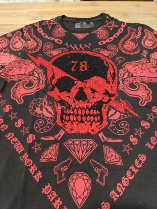 Camiseta Philipp Plein Calavera Roja y Diamantes