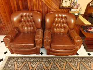 Sofá y sillones Vintage Piel Marrón