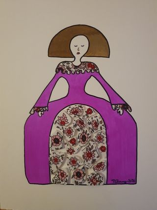 Figura Morada con Mosaico Floral