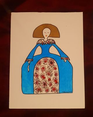 Figura Morada con Mosaico Floral