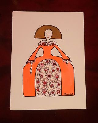 Figura Morada con Mosaico Floral